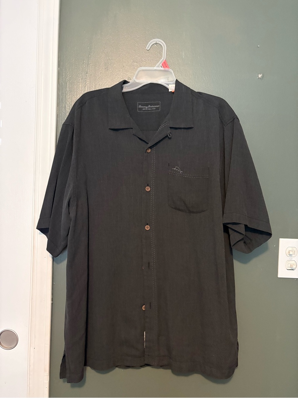 Tommy Bahama Black Silk Camp Shirt Original Fit Large